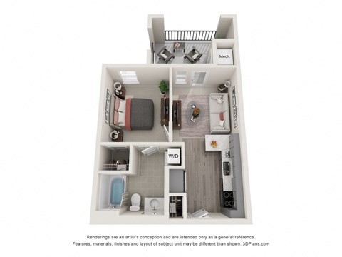 Floor plan for studio, 1 bath, 510 sqft